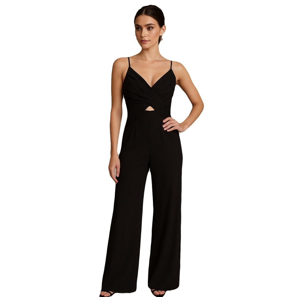Lulus Black Cutout Wide Leg Jumpsuit Spaghetti Strap Party Formal Evening Small